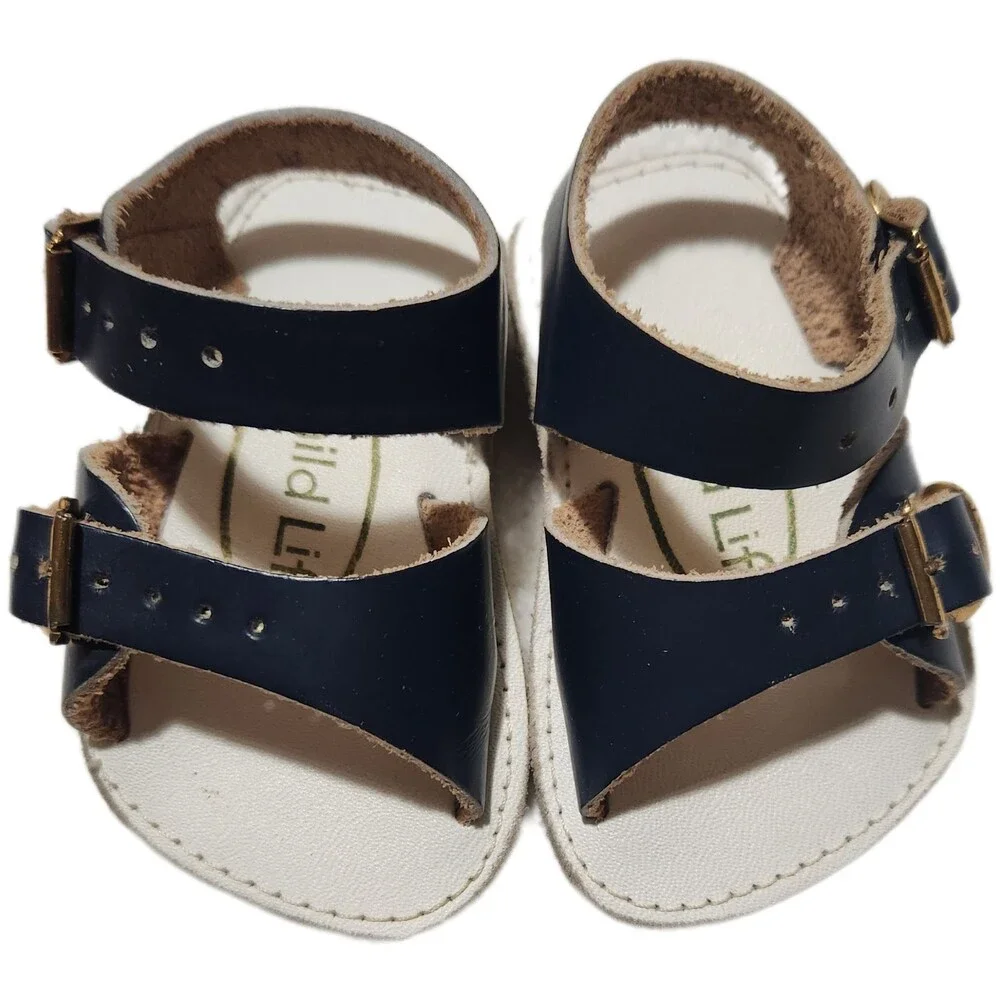 Child Life Vintage Baby Sandals Infant Size 1 Blue Leather 1980's 3-6 months EUC